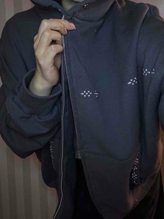 Heart Charm Point Multi-Pocket Oversized Zip-Up
