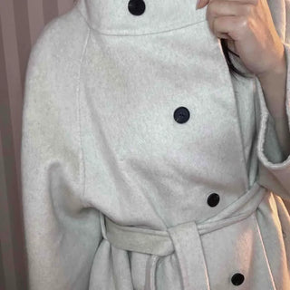Soft Fluffy High-Neck Belted Double Coat