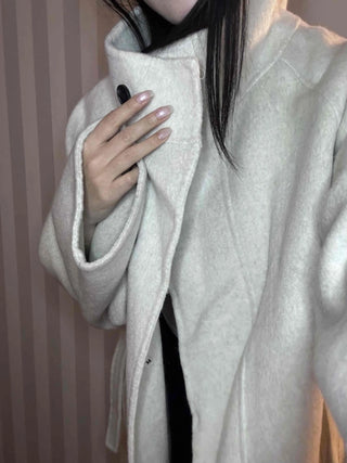 Soft Fluffy High-Neck Belted Double Coat