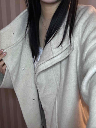 Soft Fluffy High-Neck Belted Double Coat