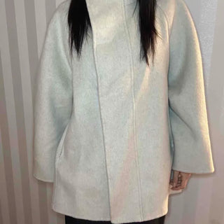 Soft Fluffy High-Neck Belted Double Coat