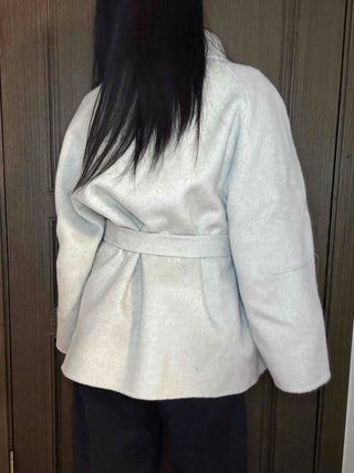 Soft Fluffy High-Neck Belted Double Coat