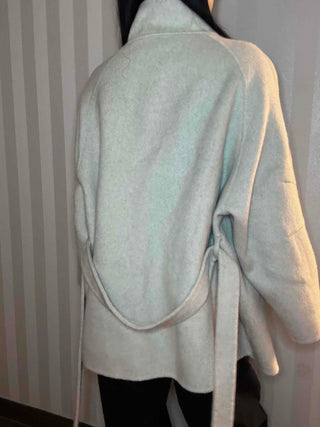 Soft Fluffy High-Neck Belted Double Coat