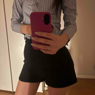 Minimal Slim Fit High-Waisted Elastic Shorts
