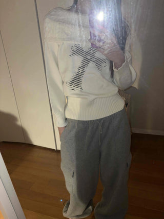 American Vintage Studded Boat Neck Loose Fit Knit