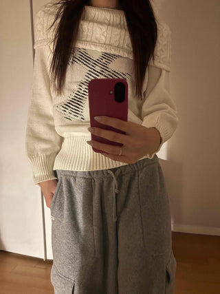 American Vintage Studded Boat Neck Loose Fit Knit