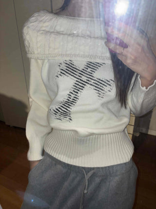 American Vintage Studded Boat Neck Loose Fit Knit