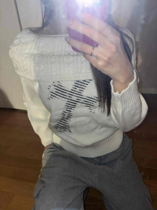 American Vintage Studded Boat Neck Loose Fit Knit