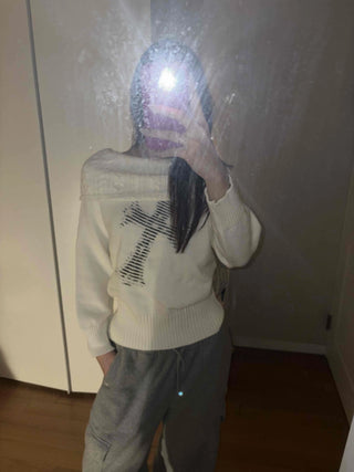 American Vintage Studded Boat Neck Loose Fit Knit