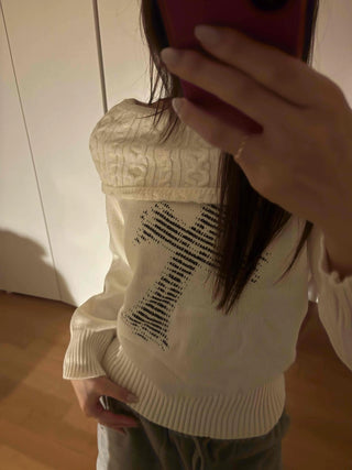 American Vintage Studded Boat Neck Loose Fit Knit