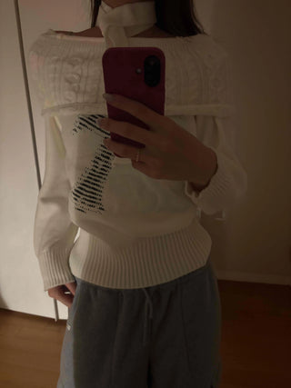 American Vintage Studded Boat Neck Loose Fit Knit