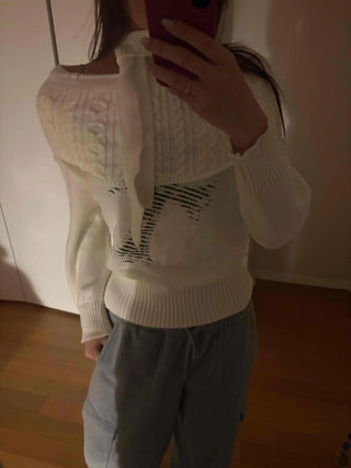 American Vintage Studded Boat Neck Loose Fit Knit