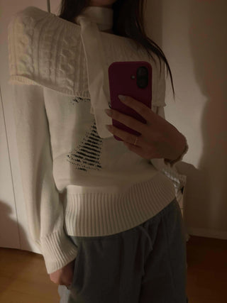 American Vintage Studded Boat Neck Loose Fit Knit