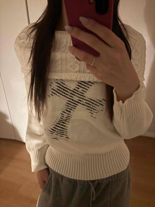 American Vintage Studded Boat Neck Loose Fit Knit