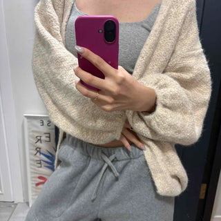 Fairy Fleece Volume Sleeve Long Cardigan
