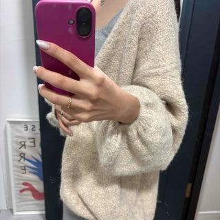 Fairy Fleece Volume Sleeve Long Cardigan