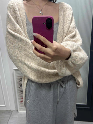 Fairy Fleece Volume Sleeve Long Cardigan