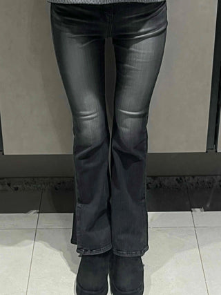 Stone Wash Balloon Fit Wide Denim Pants