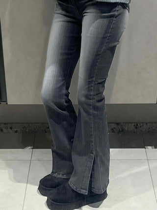 Stone Wash Balloon Fit Wide Denim Pants