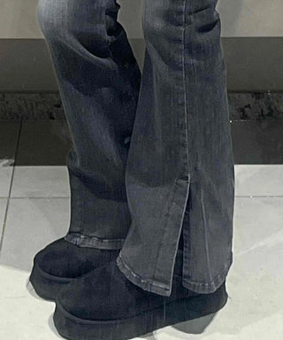 Stone Wash Balloon Fit Wide Denim Pants