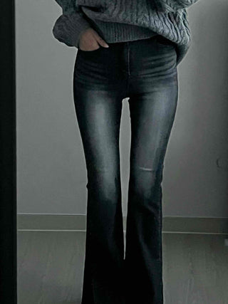 Stone Wash Balloon Fit Wide Denim Pants