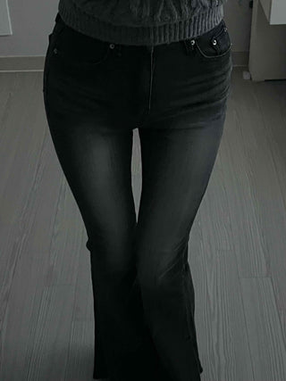 Stone Wash Balloon Fit Wide Denim Pants