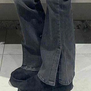 Stone Wash Balloon Fit Wide Denim Pants