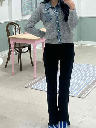 High-waisted Semi-bootcut Slim Slacks