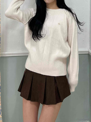 Soft Puff Shoulder Loose Fit Round Knit