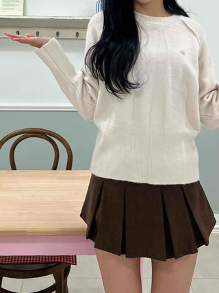 Soft Puff Shoulder Loose Fit Round Knit
