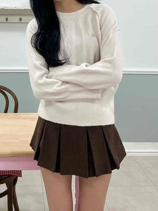 Soft Puff Shoulder Loose Fit Round Knit