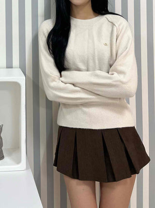 Soft Puff Shoulder Loose Fit Round Knit