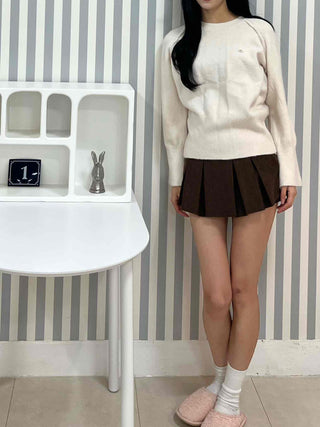 Soft Puff Shoulder Loose Fit Round Knit