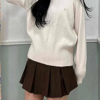 Soft Puff Shoulder Loose Fit Round Knit
