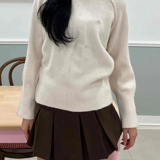 Soft Puff Shoulder Loose Fit Round Knit