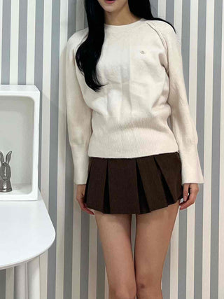 Soft Puff Shoulder Loose Fit Round Knit