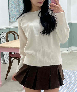 Soft Puff Shoulder Loose Fit Round Knit