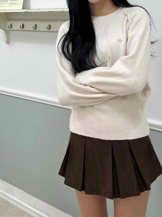 Soft Puff Shoulder Loose Fit Round Knit