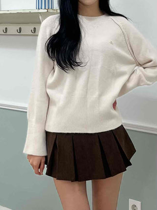 Soft Puff Shoulder Loose Fit Round Knit