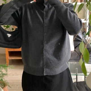 Daily Basic Round Neck Button Cardigan