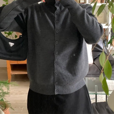 Daily Basic Round Neck Button Cardigan