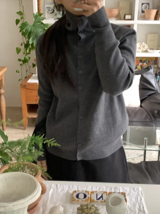 Daily Basic Round Neck Button Cardigan
