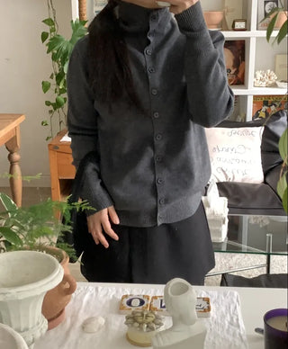 Daily Basic Round Neck Button Cardigan