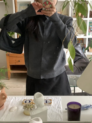Daily Basic Round Neck Button Cardigan