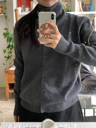 Daily Basic Round Neck Button Cardigan