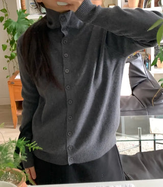 Daily Basic Round Neck Button Cardigan