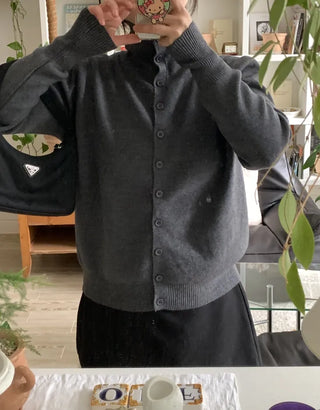 Daily Basic Round Neck Button Cardigan