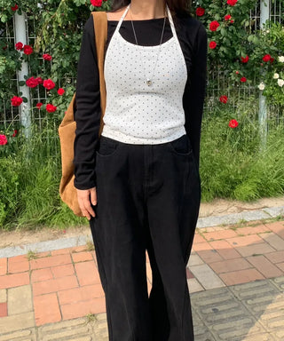 Haku Hem Snap Wide Long Pants