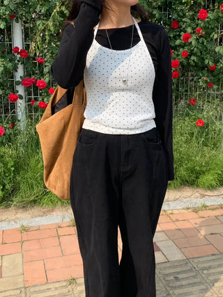 Haku Hem Snap Wide Long Pants