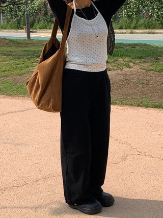 Haku Hem Snap Wide Long Pants